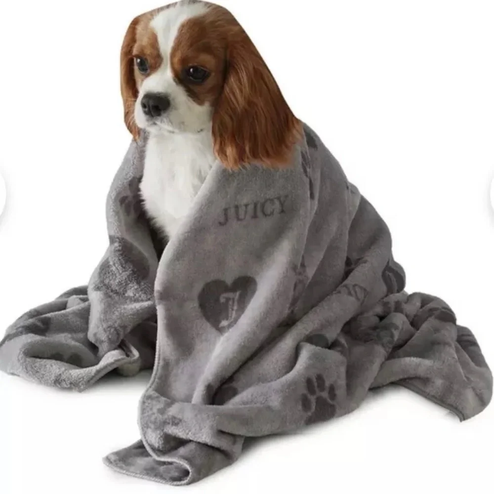 🎉HP🎉Juicy Couture Logo Scottie Plush Microfiber PetBlanket 27.5'×44